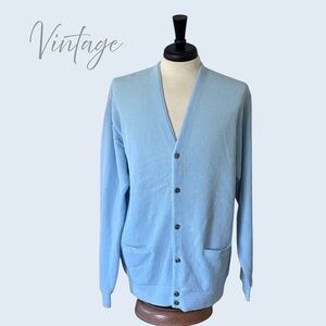 vintage 60s baby blue Orlon acrylic cardigan size XL